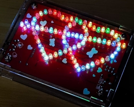 DIY Music Colorful RGB LED Flashing Light with Acrylic Case, Double Heart-shaped LED Light Electronic Kits for Valentine's Birthday Gift